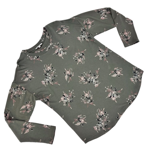 Catherine Malandrino Olive Green Floral Print Long Sleeve Sweatshirt, Large - Picture 10 of 16